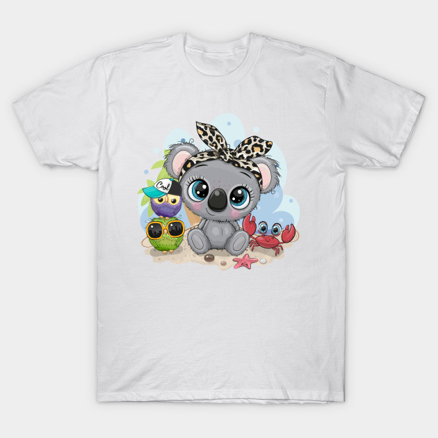 Cute koala, owlets and crab. Beach theme. by Reginast777